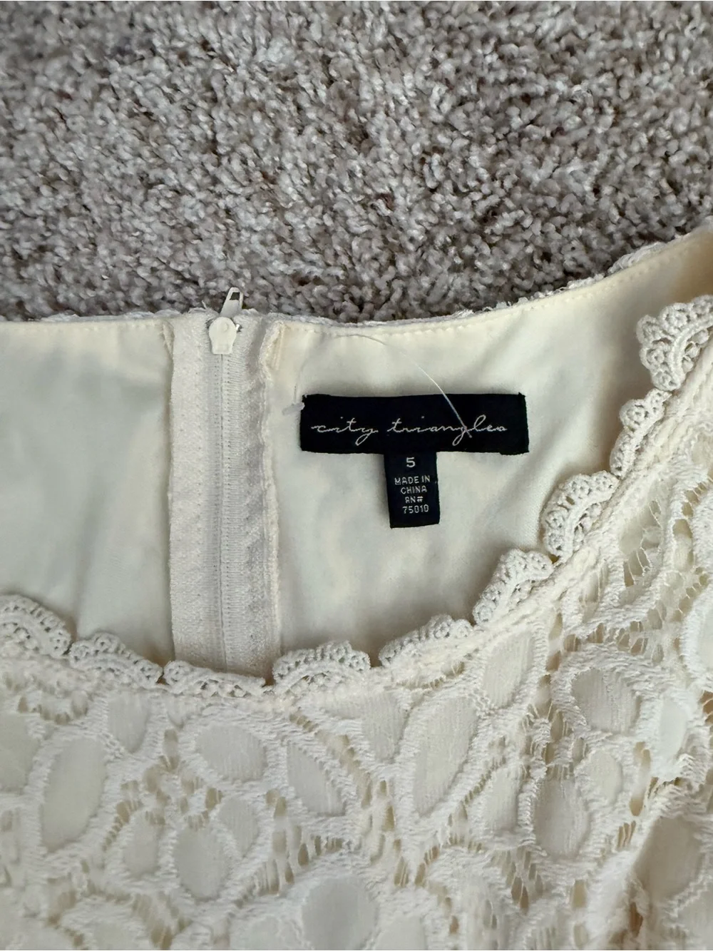 City Triangles Ivory Lace A-Line Dress